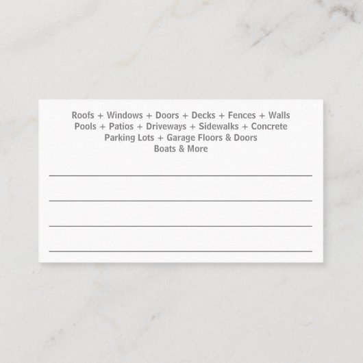 Sjabloon voor het wassen van de druk visitekaartje (Achterkant)