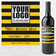 Sjabloon voor Mead-label Logo Fun Honingbij Strepe