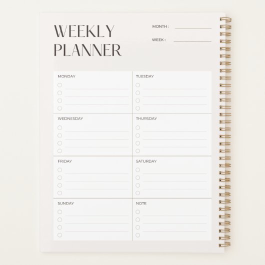 Sjabloon voor minimale wekelijkse planning van crè planner (Achterkant)