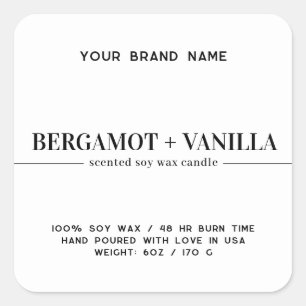 Sjabloon voor moderne kaarsverpakking vierkante sticker