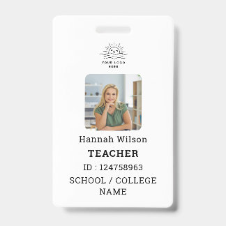 Sjabloon voor naamkaart van leraar met foto badge