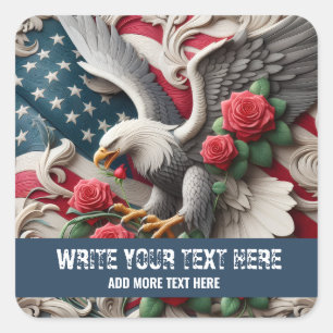 Sjabloon voor patriottische Amerikaanse vlag Adela Vierkante Sticker