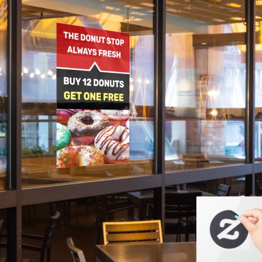 Sjabloon voor promotiemateriaal over Doughnut Wink Raamsticker (Restaurant Raam)