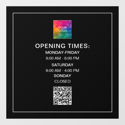 Sjabloon voor QR-code met aangepaste openingsurenl Raamsticker (Vel)