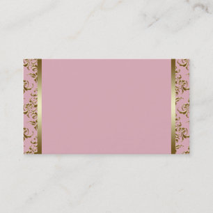 Sjabloon voor roze en Gold Damask-visitekaartjes Visitekaartje