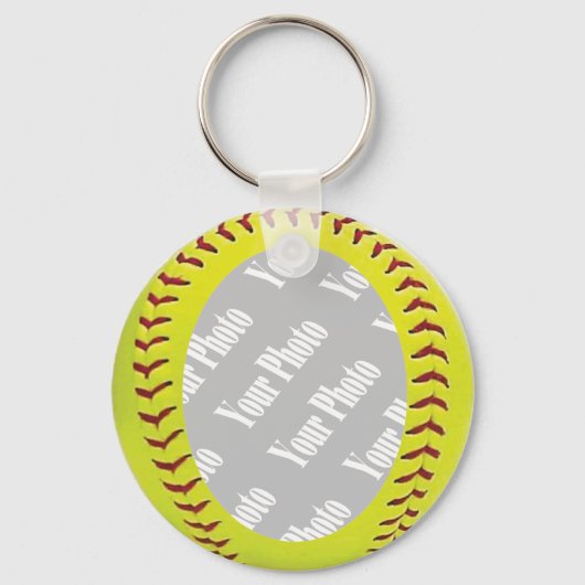 Sjabloon voor Softball-foto fasptoon Sleutelhanger (Voorkant)