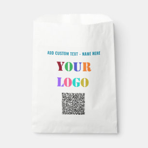 Sjabloon voor tasjes met eigen logo-tekst en QR-co Bedankzakje