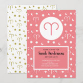 Sjabloon voor uitnodiging met Aries sterrenbeeld k (Voorkant / Achterkant)