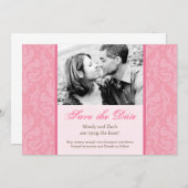 Sjabloon voor uitnodiging tot roze bruiloft (Voorkant / Achterkant)
