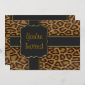 Sjabloon voor uitnodiging van leopard Print Party (Voorkant / Achterkant)