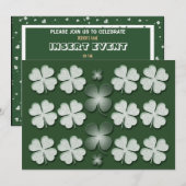 Sjabloon voor uitnodigingen - aanpasbare klavertje (Voorkant / Achterkant)