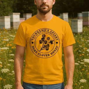 Sjabloon voor vintage bijenimkerij klaverhoninglab t-shirt