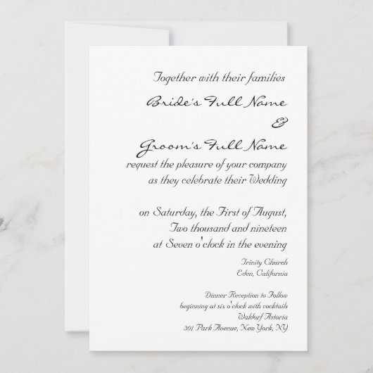 Sjabloon VOOR WEDINGINVITATIE Kaart (Voorkant)