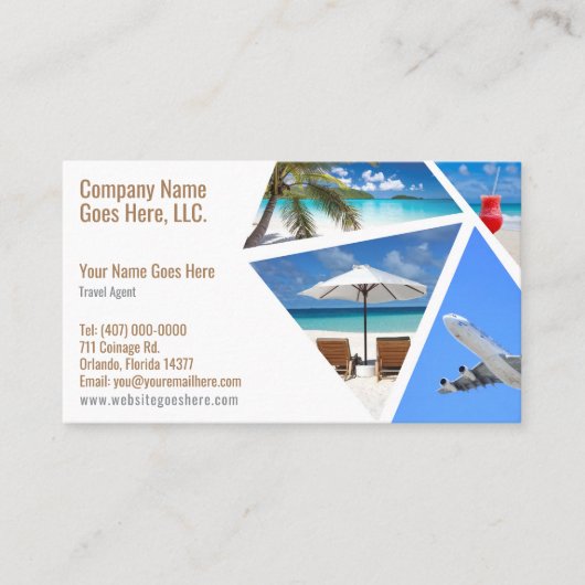 Sjabloon voor zakelijke reisagent visitekaartje (Voorkant)