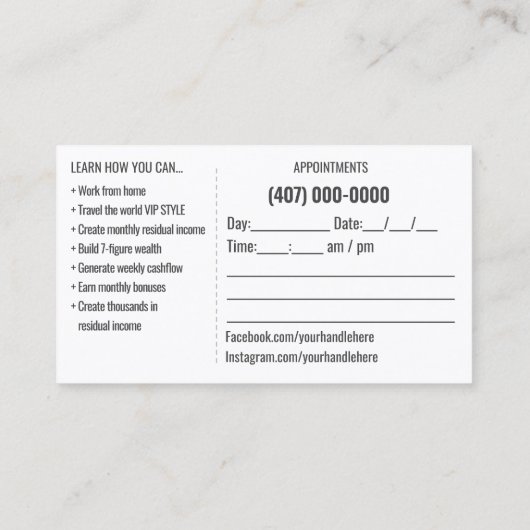 Sjabloon voor zakelijke reisagent visitekaartje (Achterkant)