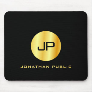 Sjabloon voor zwart en goudmonogram muismat