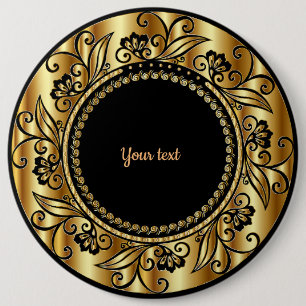 Sjabloon voor zwarte en gouden elegantie ronde button 6,0 cm