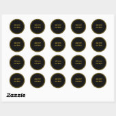 Sjabloon voor zwarte en gouden elegantie ronde sticker (Vel)
