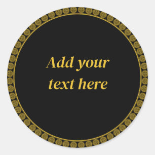 Sjabloon voor zwarte en gouden elegantie ronde sticker