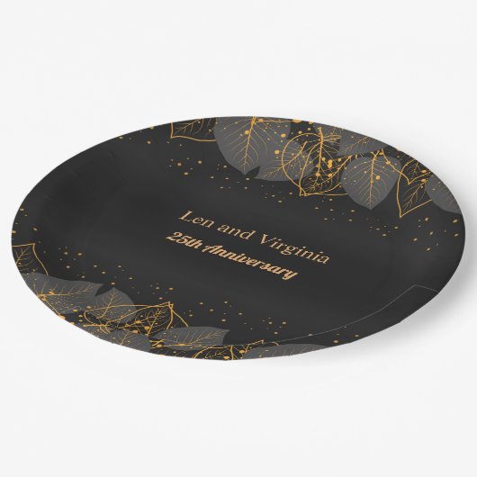 Sjabloon voor zwarte en goudvullingen papieren bordje (Gekanteld)