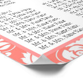 Sjabloon-weddenschapskabel Damask Coral Pink Poster (Hoek)