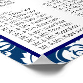 Sjabloon-weddenschapskabel Damask Navy Blue Poster (Hoek)