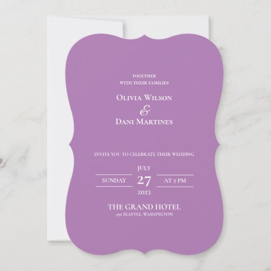 SJABLOON WEDING INVITATIES ONLINE - lavender Kaart (Voorkant)