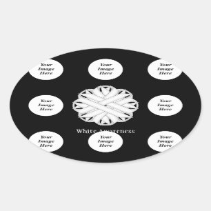 Sjabloon wit bloemlint door Kenneth Yoncich Ovale Sticker