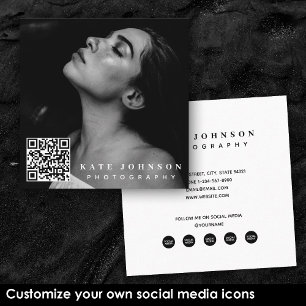 Sjabloon Zakelijke foto QR Code Social Media Icone Vierkante Visitekaartje