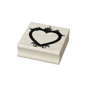 sjabloon zet jouw naam floral hart kunststempel 	rubberstempel