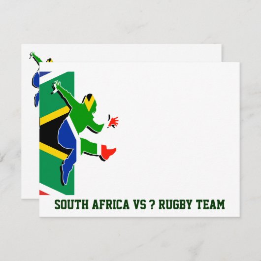Sjabloon Zuid-Afrikaanse rugbyuitnodigingen Kaart (Voorkant / Achterkant)