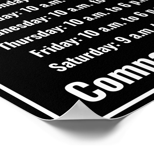 Sjabloon zwart en wit Je Logo hier - kantooruren Poster (Hoek)