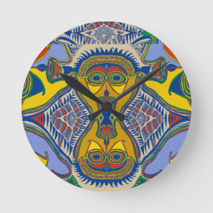 Sjamanistische stam-masker ronde klok