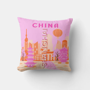 Sjanghai China Roze Reizen Kunst Kussen