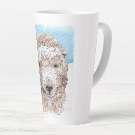 Sjeep in sneeuw latte mok (Rechterhoek)