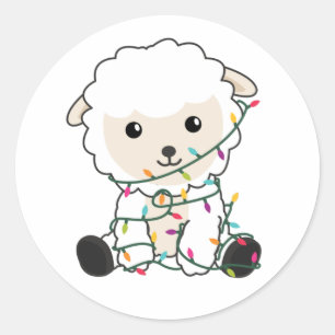 Sjeep-kerstwinter winterdieren schapen ronde sticker