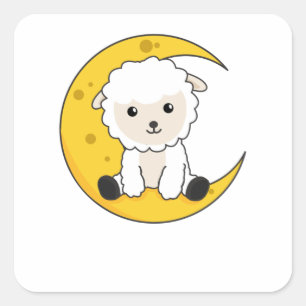 Sjeep Moon Good Night Cheap Count Sweet Animals Vierkante Sticker