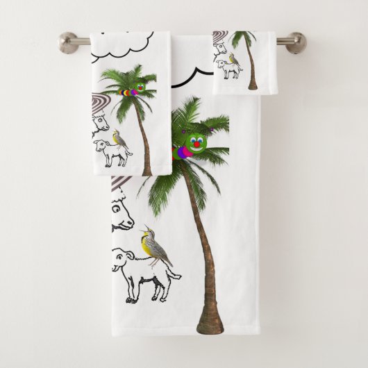 Sjeep Palm Trees Bumblebee Bathroom Towel sets Bad Handdoek (Insitu)