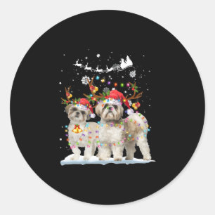 Sjeh Tzu Reindeer Xmas Light Kerstsieraden Ronde Sticker