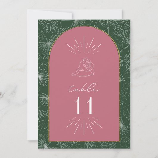 Sjell Palm Beach bruiloft Table Number Kaart (Voorkant)