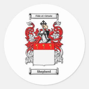 Sjepherd Family Crest Coats of Arms Ronde Sticker