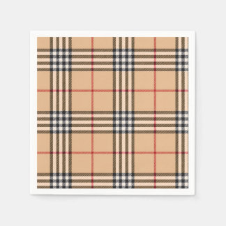 Sjieke Plaid Warme Tane Basis Wit Zwart Bruin Tart Servet