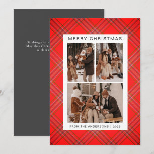 Sjieke Schotse ruitpatroon 3 foto-raster kerst met Feestdagenkaart