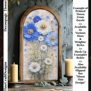 Sjofel Chic Blauw Ivoorkleurige Bloemenmix FD7L De Tissuepapier