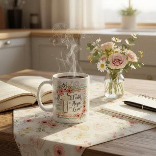 Sjofel Chic bloemig Geloof Hoop Liefde Koffiemok