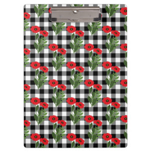 Sjofel Chic Rood, Zwart & Witte Klaprozen Bloemmot Klembord