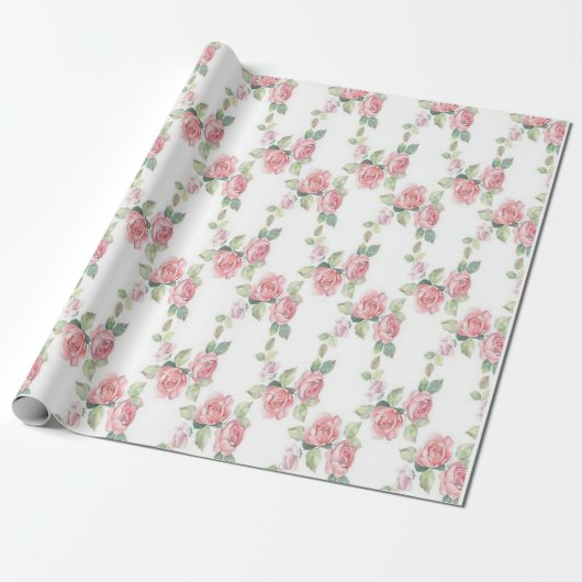 Sjofel Chic Roze Roos Bloem Cadeaupapier (Uitgerold)