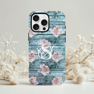 Sjofel Chic Turquoise Roze Bloemendessin Initiaal iPhone 11 Hoesje