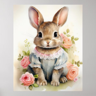 Sjofele Antieke Konijn Meisje Poster