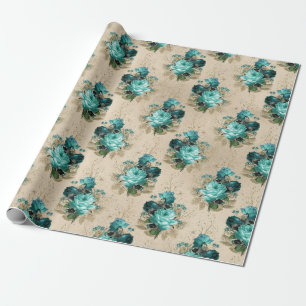Sjofele Bloem Aqua Serie Ontwerp 3 Cadeaupapier